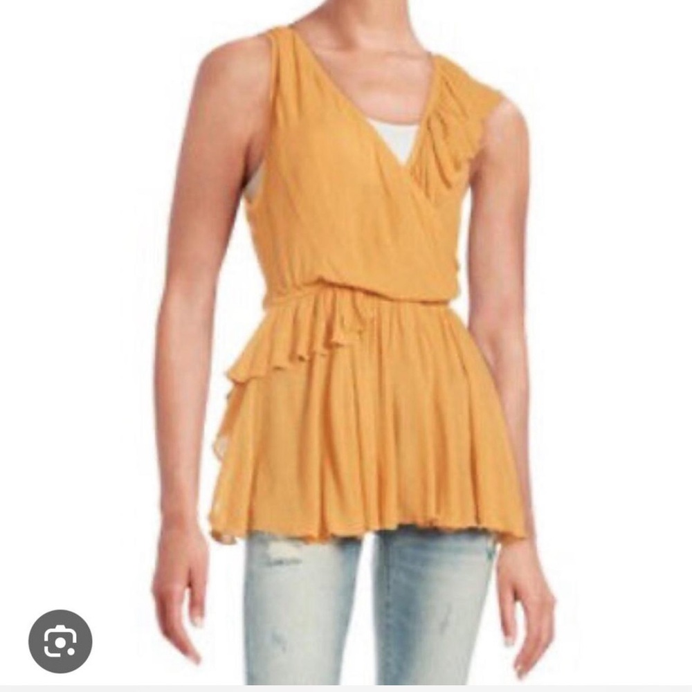 NWT FREE PEOPLE Float Away Ruffle Top in Mango